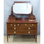 Edwardian inlaid mahogany dressing chest, W115 x D60 x H153cm