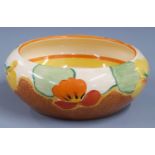 Clarice Cliff Newport pottery Nasturtium pattern bizarre jardiniere, H 8, Diam 20cm