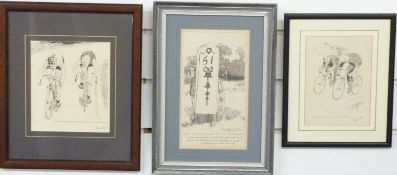 Frank Patterson (English 1871-1952): Three pen and ink drawings including 'A new milestone on the