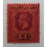 Fiji 1912-23 Pictorial series, £1 purple and black on red paper, die II, fine used SG137a
