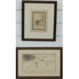 Frank Patterson (British 1871-1952): Two pen and ink cycling related drawings, 'The Ancient Ridgeway