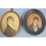 19thC portrait miniature on ivory of a gentleman, indistinctly inscribed verso possibly Andrew