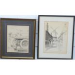 Frank Patterson (English 1871-1952): Two pen and ink cycling related drawings 'The Other Fellow