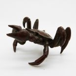Japanese bronze crab with mark to base, 6 x 5.5cm
