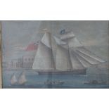 John Luzia of Venice watercolour, 'Schooner Nonpareil Leaving The Port of Venice' 1849' maritime