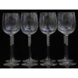 A set of eight Rosenthal Studio-Line white wine glasses with bobbled stems, 24cm tall