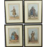 William Heath (1795-1840): Four framed 19thC hand-coloured satirical etchings. Subjects include 'The