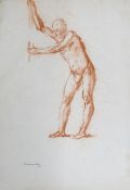 Dennis William Dring (1904-1990): Sketch of standing male leaning, signed to lower edge, 38 x 27cm