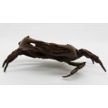 Japanese bronze crab, with mark to base, 12 x 5.5cm