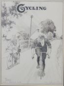 Frank Patterson (English 1871-1952): Pen and ink cover drawing for 'Cycling' magazine, 'Types, often