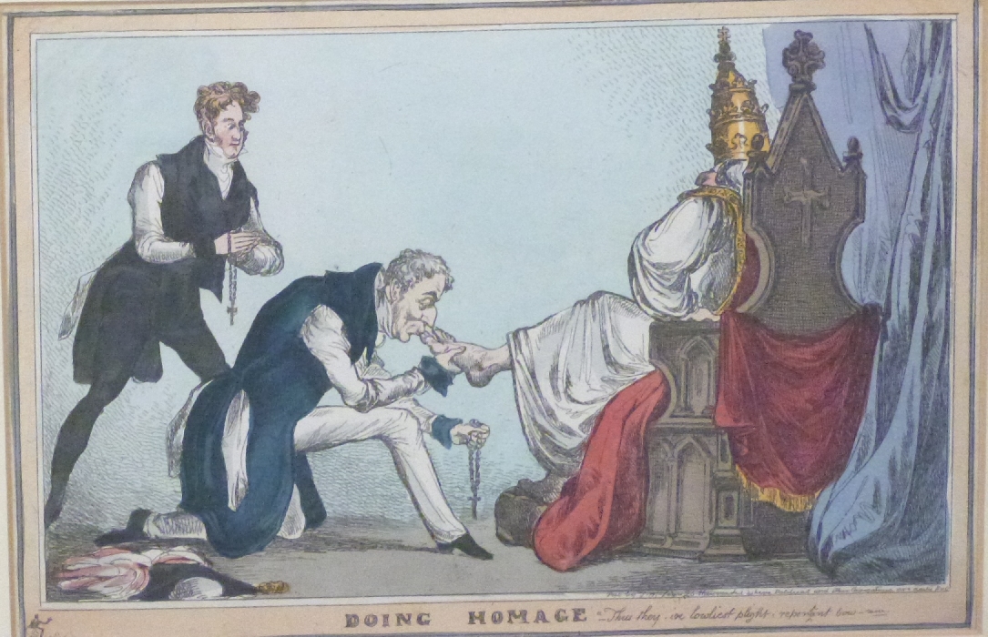 William Heath (1795-1840): Four framed 19thC hand-coloured satirical etchings. Subjects include ' - Image 4 of 5