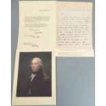 Rear Admiral Sir Robert Calder 1745-1815: Signed / autographed letter with transcription