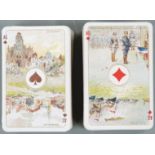 Two packs of WWI interest playing cards, one pack with various leaders and battles, the other