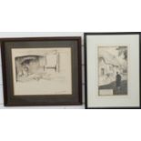 Frank Patterson (English: 1871-1952): Two pen and ink drawings 'Come to Good, Quaker Meeting