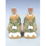 Pair of 20thC Japanese seated figures with maker's marks to base, H22cm