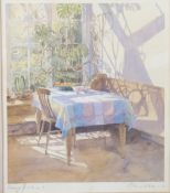 Anne Williams signed print, 'Oranges and Lemons' still life of fruit on a table, 34 x 30cm, framed