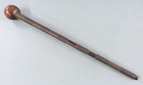 African 19thC knobkerrie with braided wire decoration/ grip, 20cm long