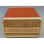 Philips portable 'Disc Jockey Auto' record player c1950s, in salmon pink finish