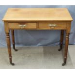 A 19th/20thc oak two drawer hall table, W92 x D48 x H75cm