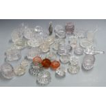 Forty cut and pressed clear and coloured glass salts