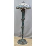 Tiffany style standard lamp with decorative metal support and base, 177cm tall