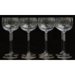 A set of eight Rosenthal Studio-Line red wine glasses with bobbled stems, 22cm tall