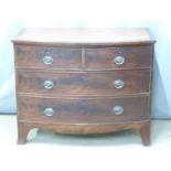 Victorian mahogany bow fronted chest of two over two graduated drawers, W105 x D52 x H84cm
