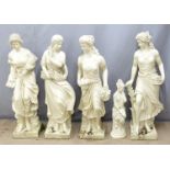 Five fibreglass garden statues, tallest 116cm