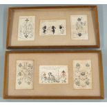 Six transformation playing cards contained in two frames, including apes of Brazil and Dandy Jim