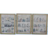 Three McClean's Victorian monthly caricature sheets, all dated 1831 and 35 x 25cm