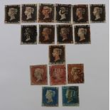 A good set of eleven Great Britain 1840 1d black stamps, plates 1a-10 with plate numbers marked