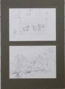 Attributed to Thomas Sherwood La Fontaine: Two sketches for his 'Three Labradors' painting, one of