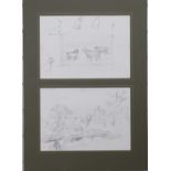Attributed to Thomas Sherwood La Fontaine: Two sketches for his 'Three Labradors' painting, one of