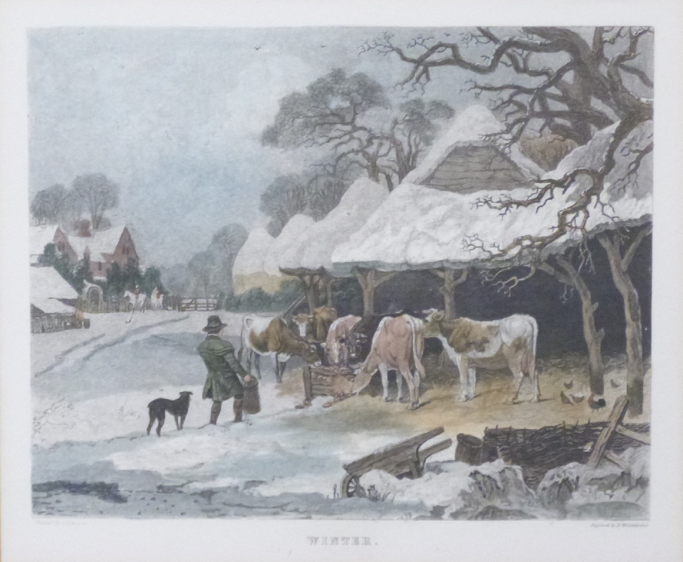 Four 19thC coloured engravings Spring, Summer, Autumn and Winter after J. Dearman, each 24 x 28cm - Image 2 of 4