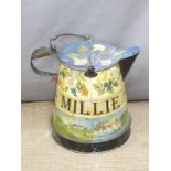 A painted bargeware watering can 'Millie', H40cm