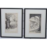 Frank Paterson (British 1871-1952): Two cycling related pen and ink drawings ' Pembridge,