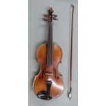 Neuner and Horsteiner circa mid 20thC viola with 39cm two piece back, in original case with bow