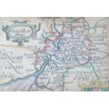 18thC coloured map of Gloucestershire, local interest, 9 x 12cm, with details of Gloucestershire