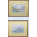 T Hart FSA (1830-1916): Pair of watercolours of continental maritime scenes including three-mast