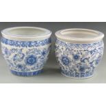 Two Chinese blue and white jardinieres, 38cm in diameter