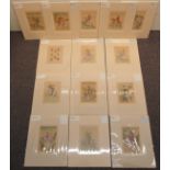 Fourteen Chinese lithograph prints depicting various scenes, purchased, by the vendor from Harrords,