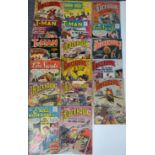 Seventeen Quality comics comprising Blackhawk, T-Man, Robin Hood, Love Secrets and Exotic Romances.