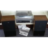 JVC turntable, RK100L amplifier and a pair of stereo speakers, with instructions