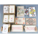 Quantity of continental playing cards including Swiss scenic aces pack with square corners, three