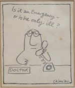 Melville Calman (1931-1994) cartoon 'is it an emergency or is he only ill', signed lower right, 12 x