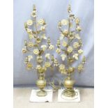 Pair of 19th/20thC gilt metal candelabra or table lamps with seven lights to each interspersed