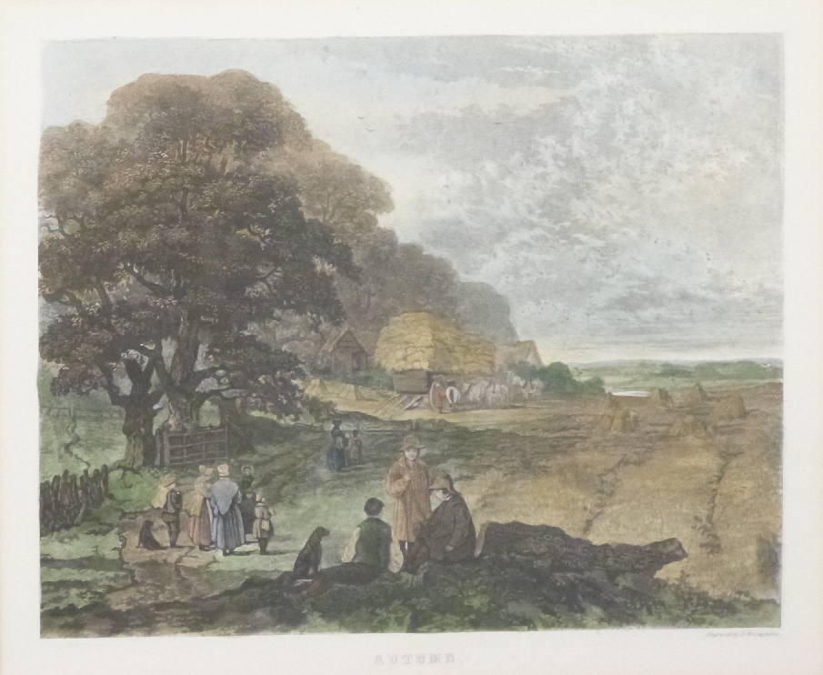 Four 19thC coloured engravings Spring, Summer, Autumn and Winter after J. Dearman, each 24 x 28cm - Image 3 of 4