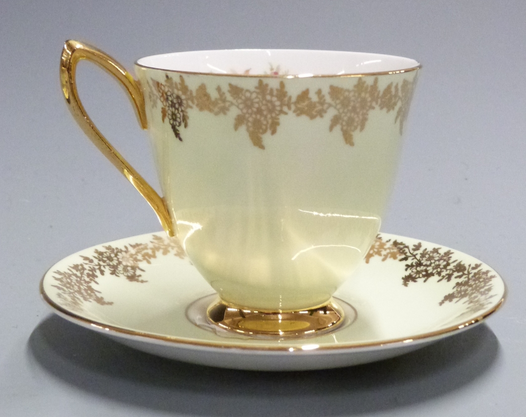 Six Royal Albert cups and saucers with gilded exterior and florally decorated interior - Image 2 of 4