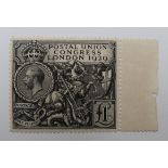 Great Britian 1929 U.P.U. Congress £1 black, unmounted mint with side margin