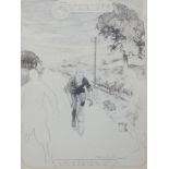 Frank Patterson (English 1871-1952): Pen and ink drawing cover for 'Cycling' magazine with pencil